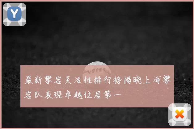 最新攀岩灵活性排行榜揭晓上海攀岩队表现卓越位居第一